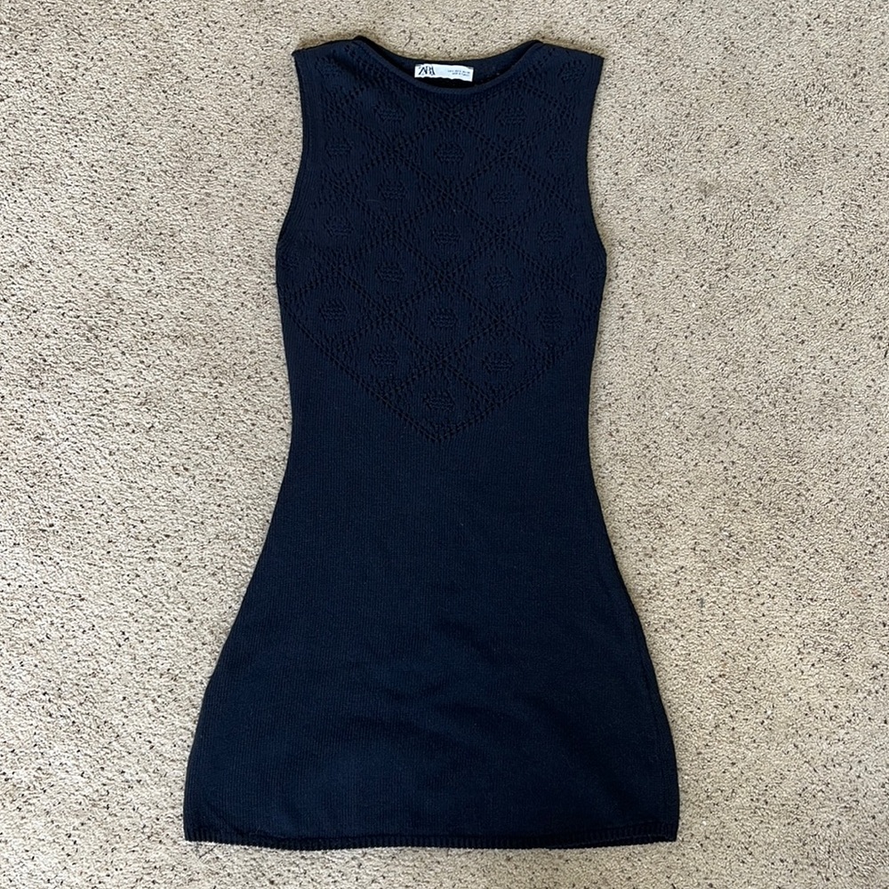 zara navy knit dress